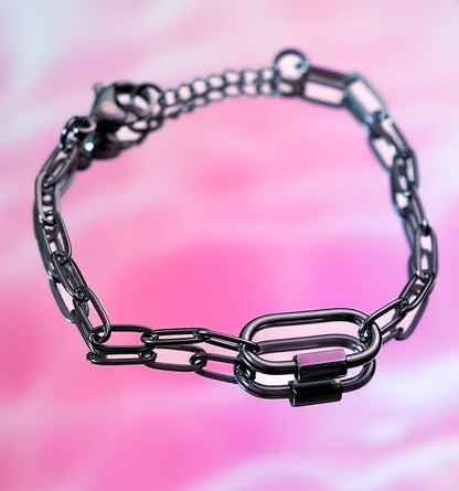Silver carabiner bracelet in 304 stainless steel Leftbians