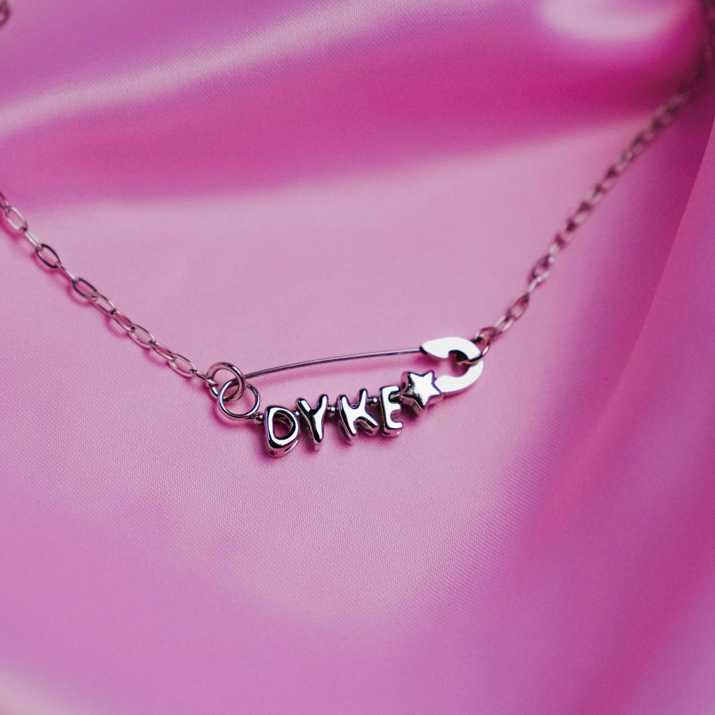 Dyke safety pin necklace, 304 stainless steel Leftbians