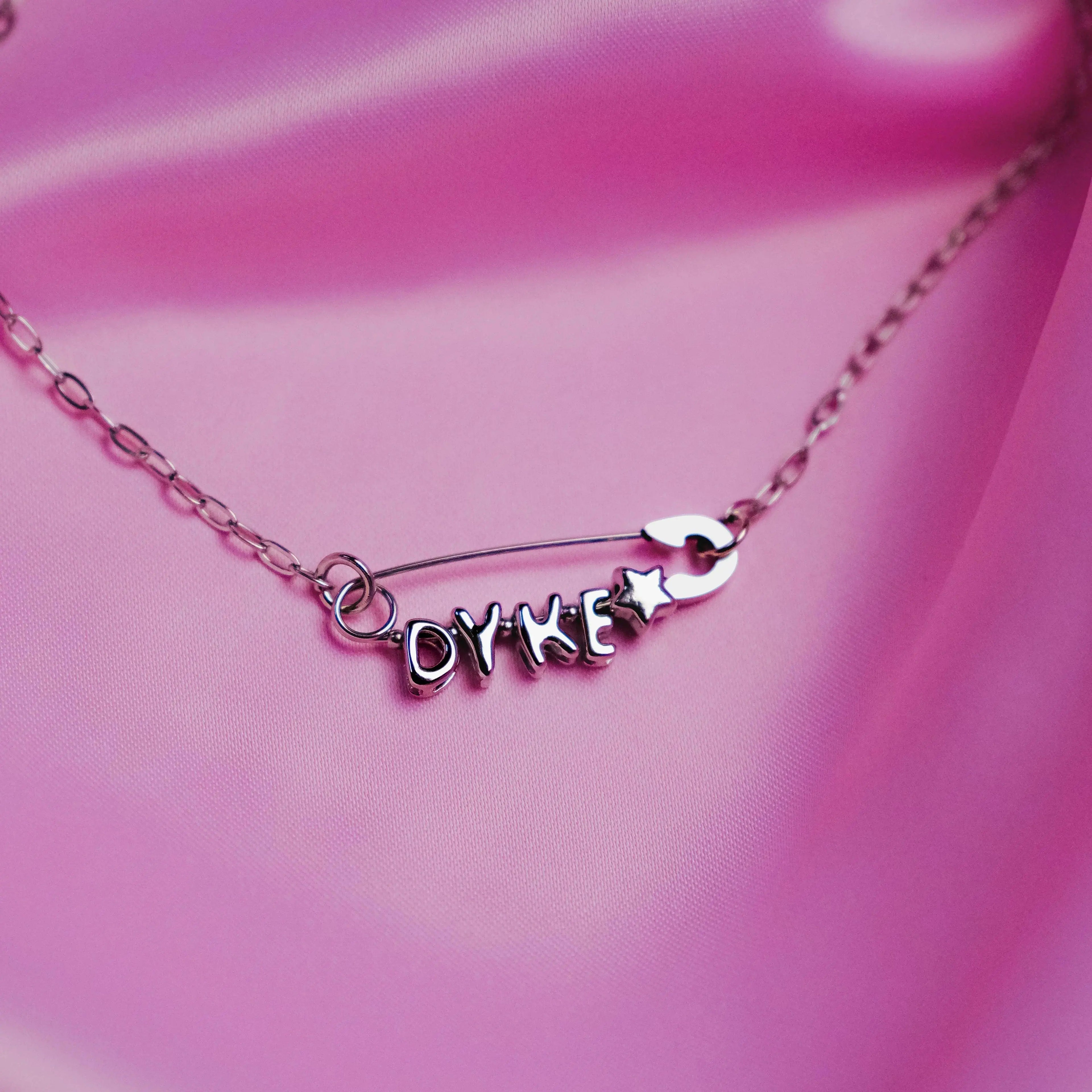 Dyke safety pin necklace, 304 stainless steel Leftbians