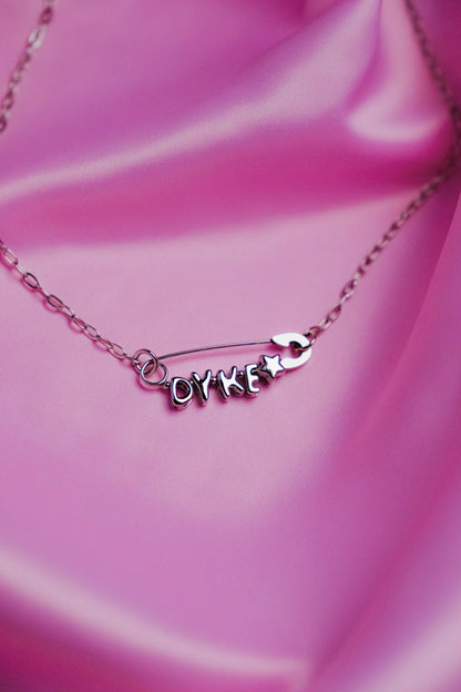Dyke safety pin necklace, 304 stainless steel Leftbians