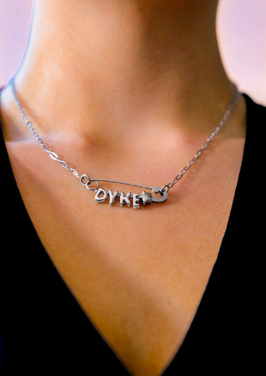 Dyke safety pin necklace, 304 stainless steel