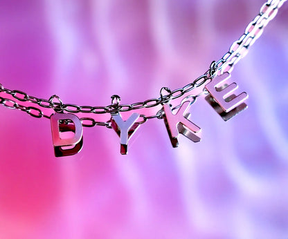 DYKE letter necklace, 100% stainless steel Leftbians
