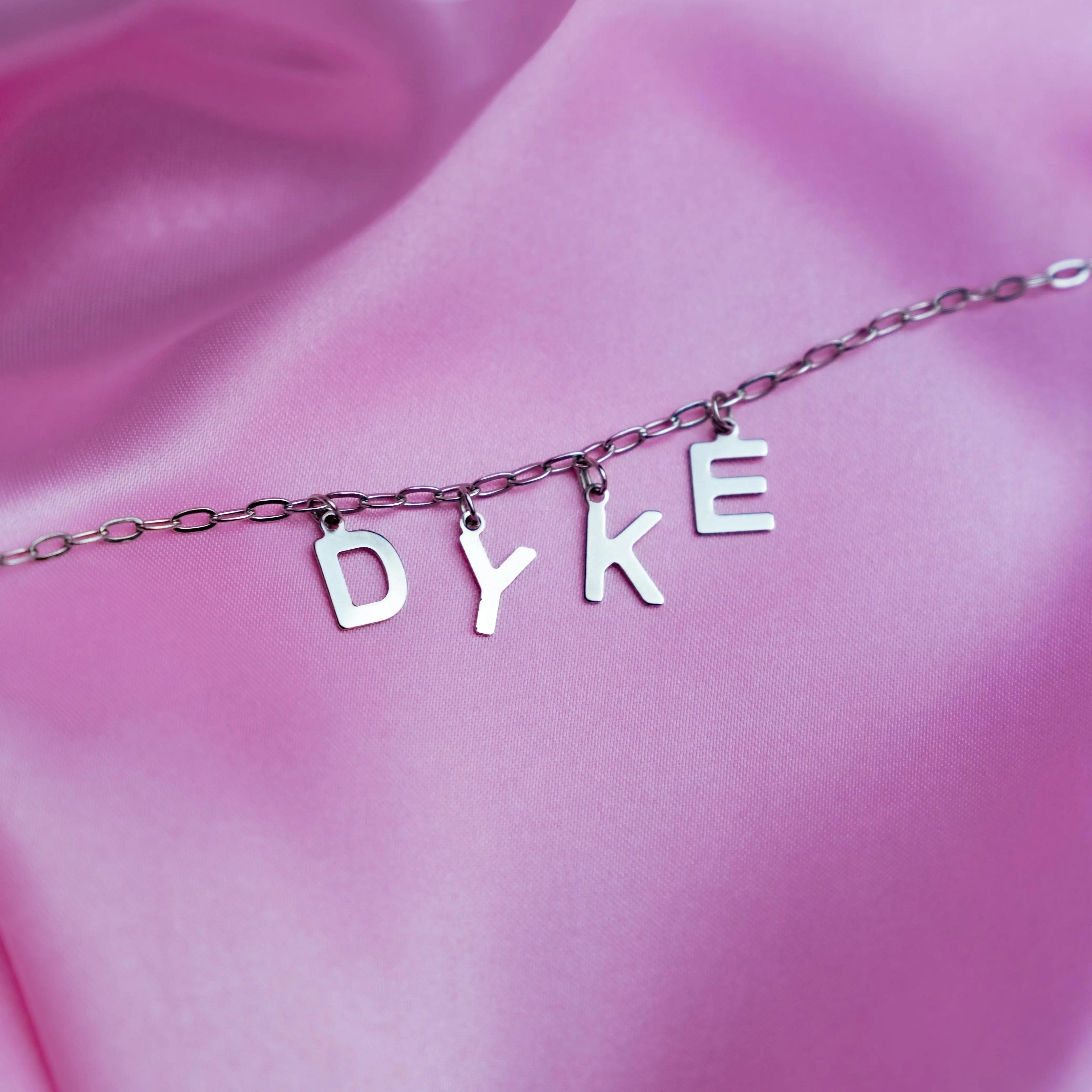 DYKE letter necklace, 100% stainless steel Leftbians