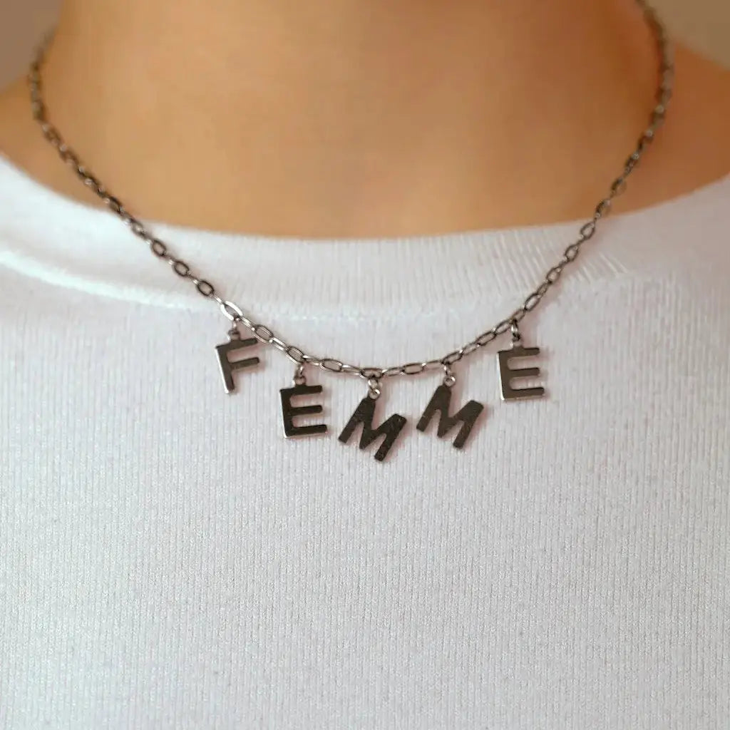 Femme letter necklace in 304 stainless steel Leftbians