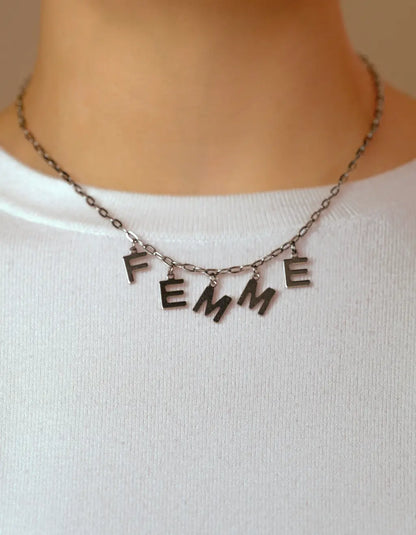 Femme letter necklace in 304 stainless steel Leftbians