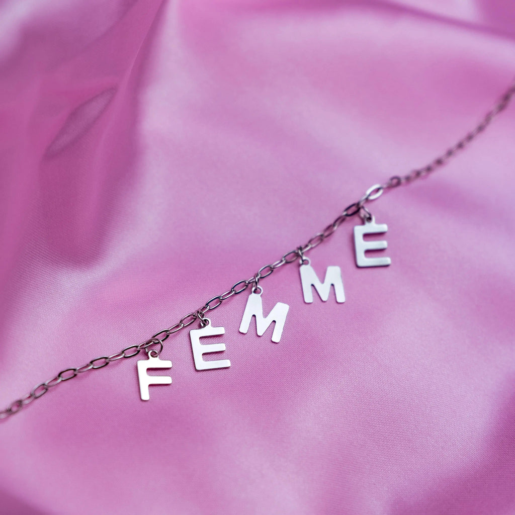 Femme letter necklace in 304 stainless steel Leftbians