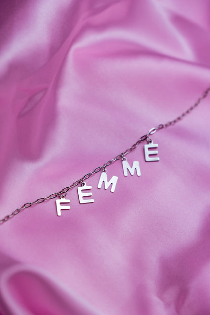Femme letter necklace in 304 stainless steel Leftbians