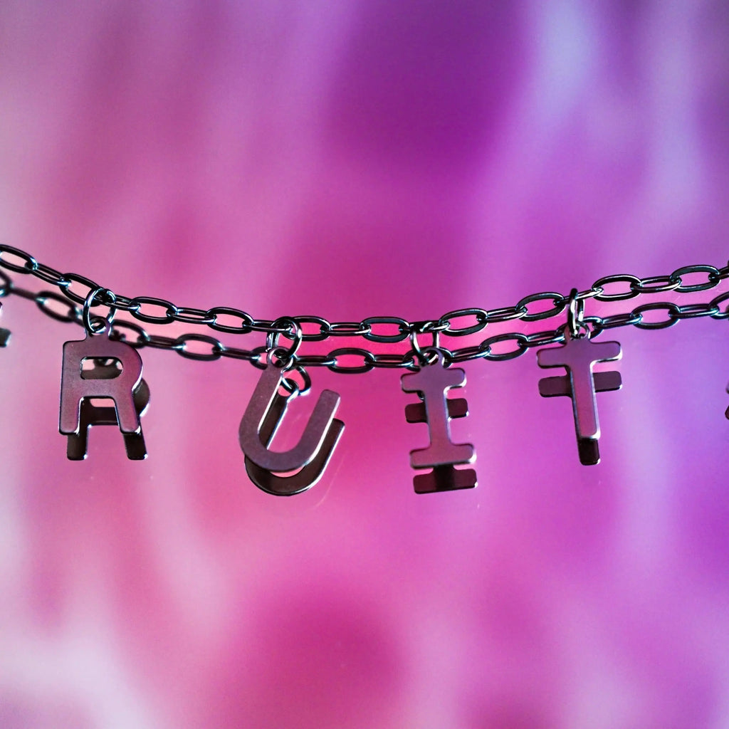 FRUITY letter necklace, 100% stainless steel Leftbians