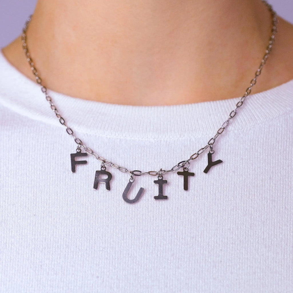 FRUITY letter necklace, 100% stainless steel Leftbians