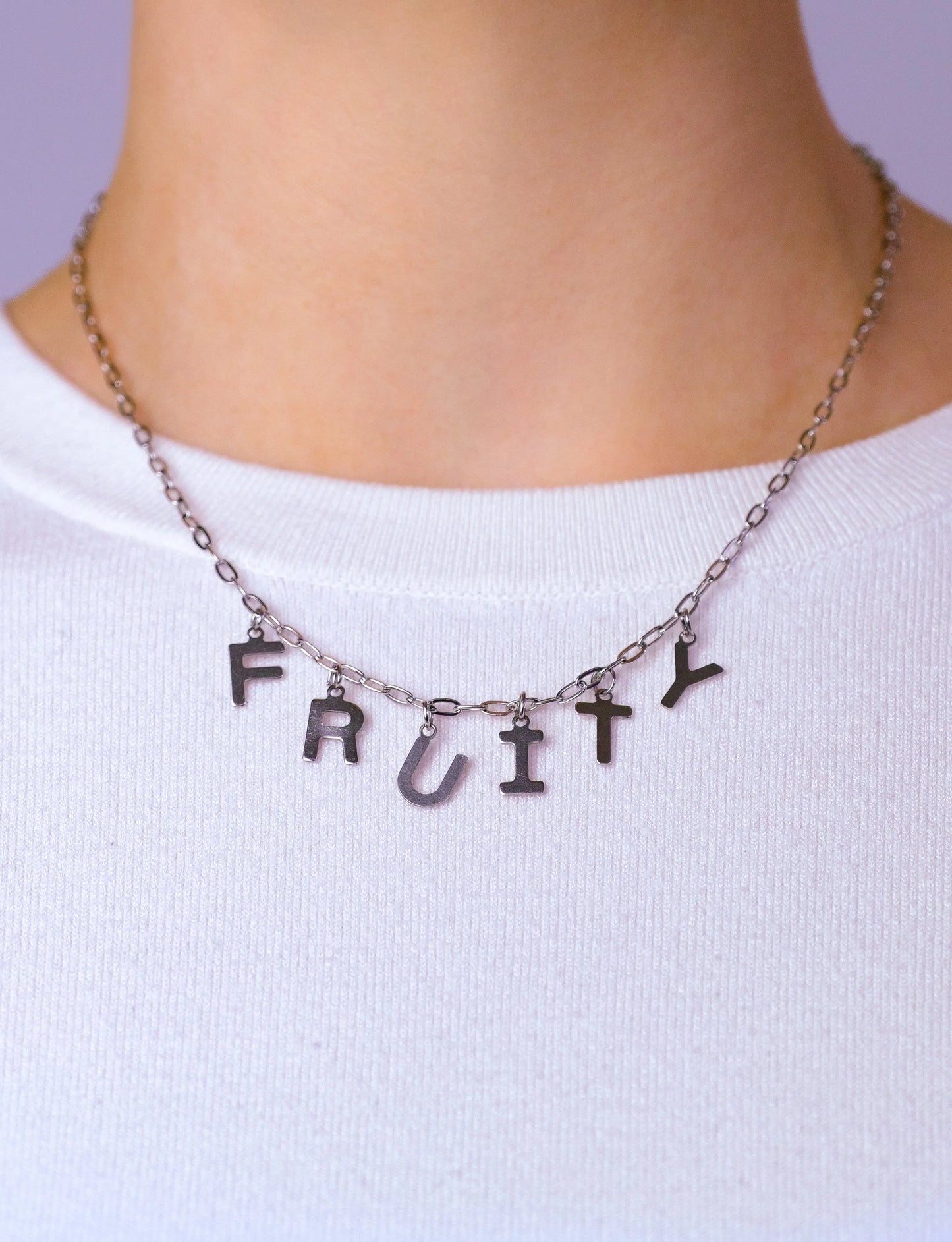 FRUITY letter necklace, 100% stainless steel Leftbians