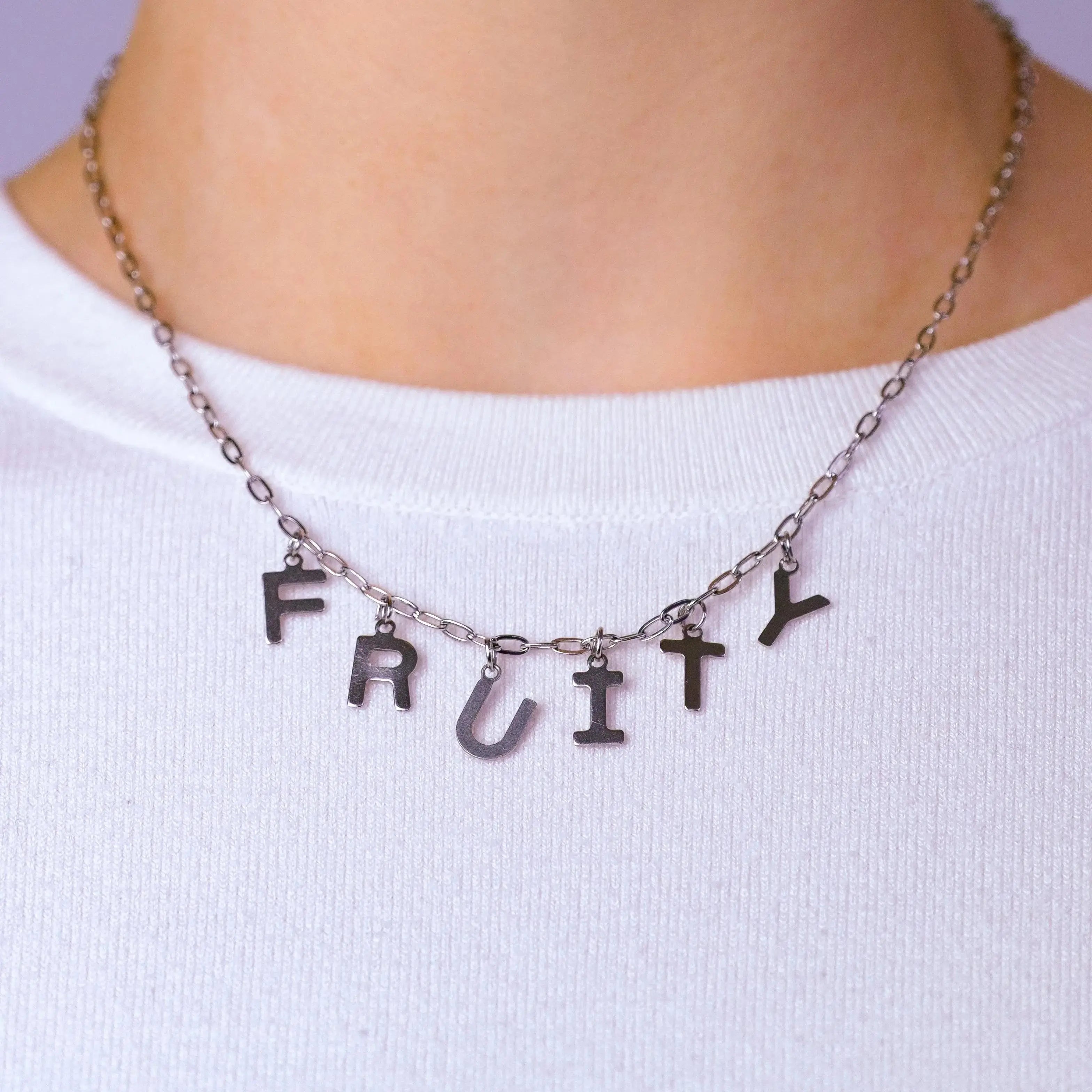 FRUITY letter necklace, 100% stainless steel Leftbians
