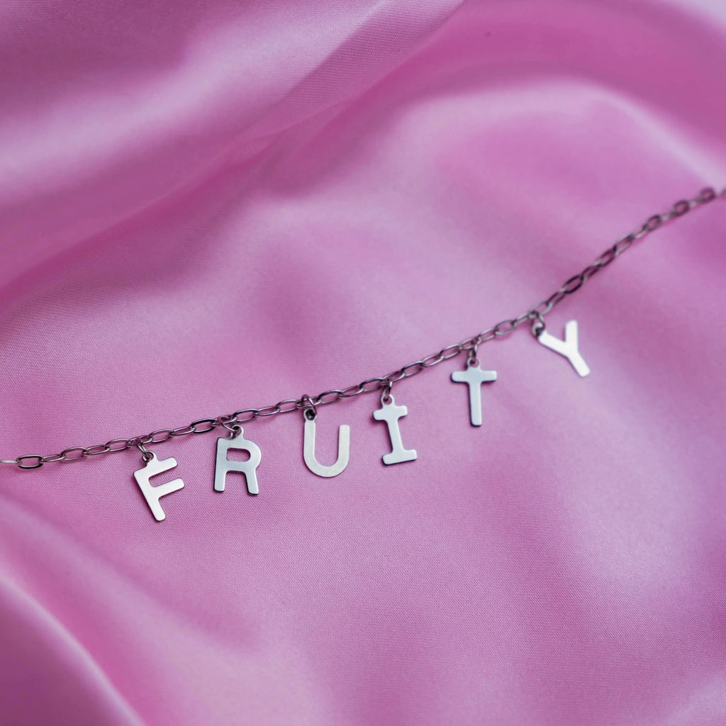 FRUITY letter necklace, 100% stainless steel Leftbians