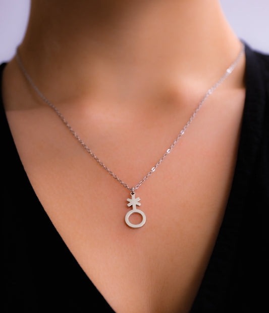Non binary symbol necklace, 304 stainless steel