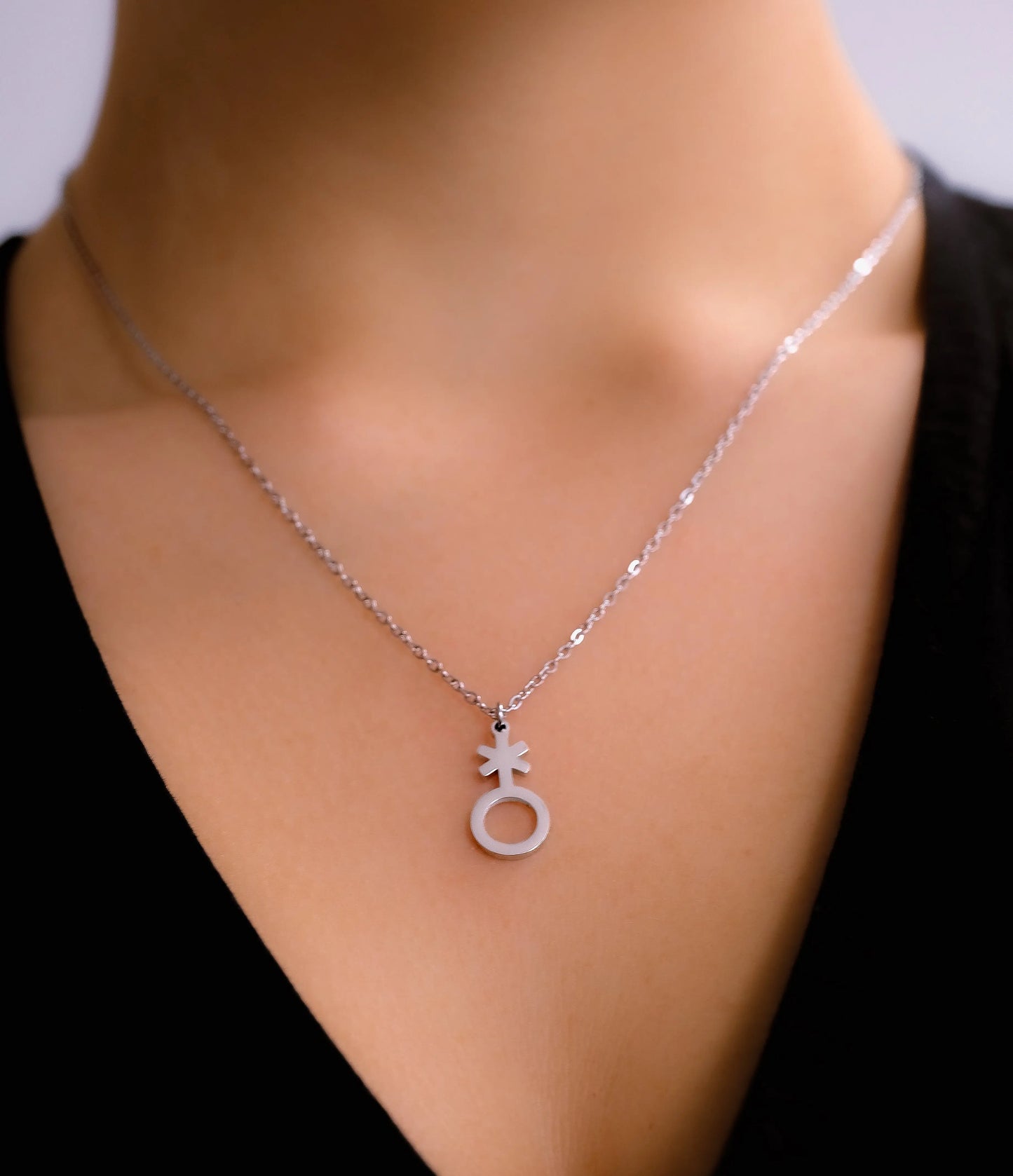 Non binary symbol necklace, 304 stainless steel Leftbians