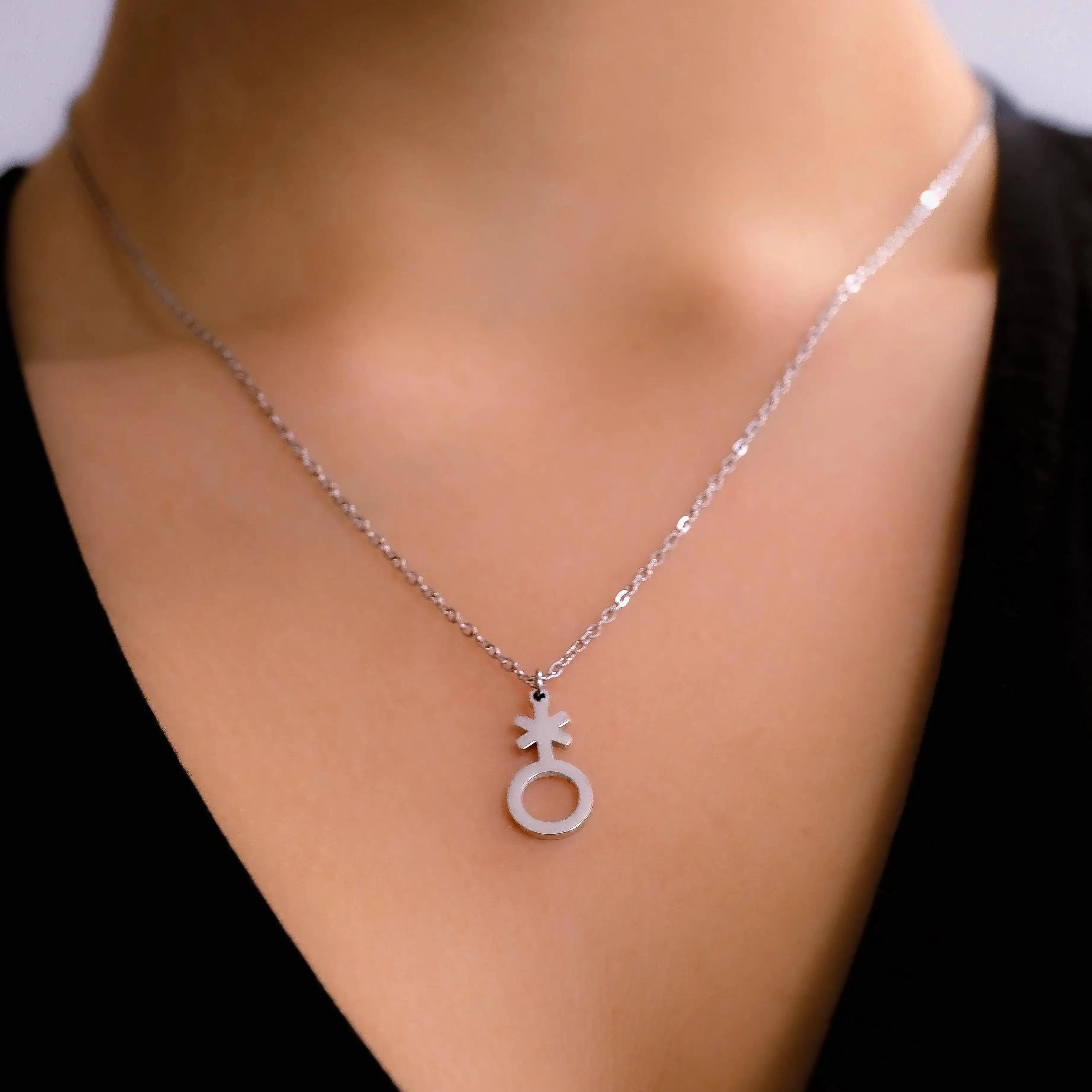 Non binary symbol necklace, 304 stainless steel Leftbians