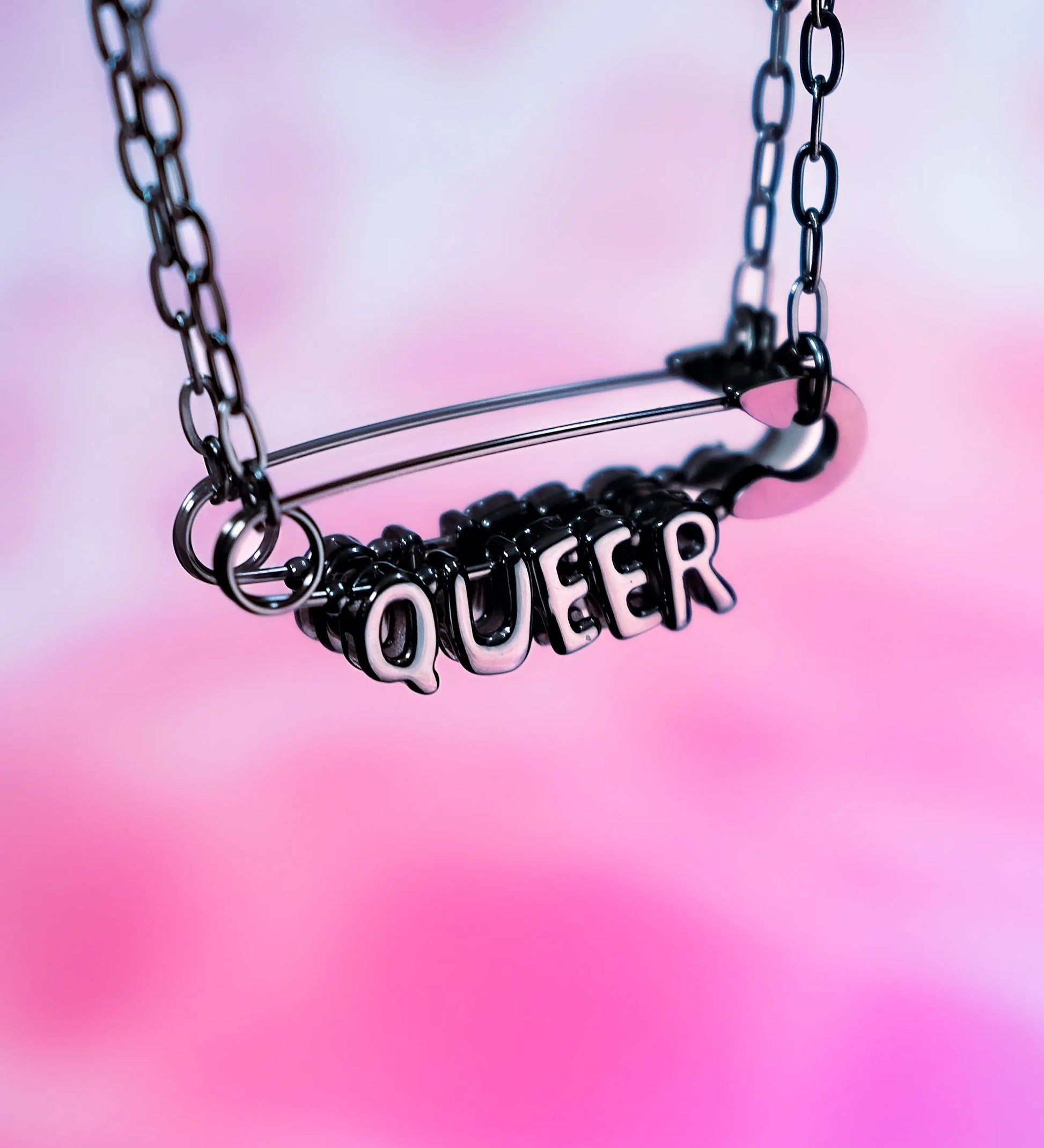 Queer safety pin necklace, 304 stainless steel Leftbians