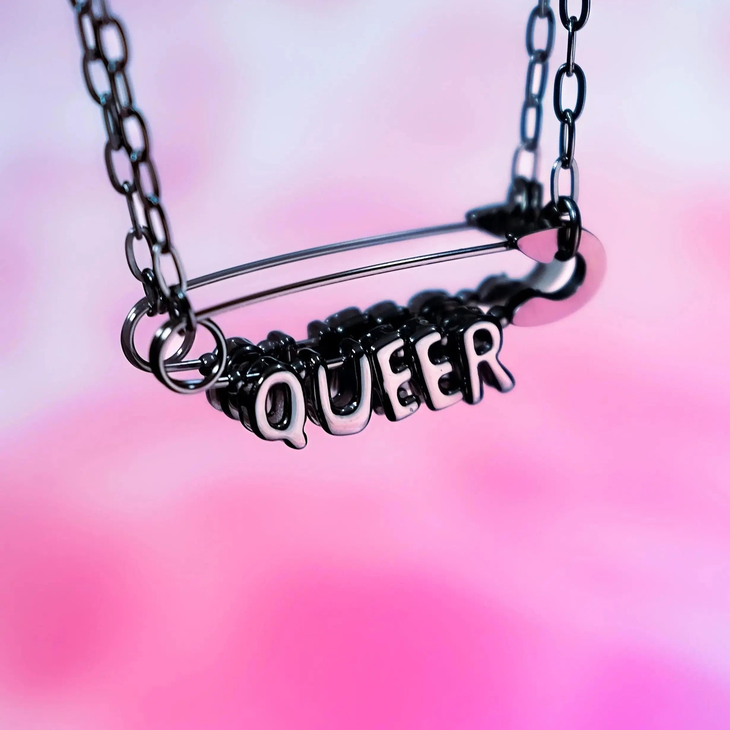 Queer safety pin necklace, 304 stainless steel Leftbians
