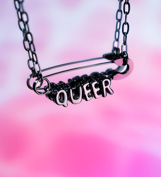 Queer safety pin necklace, 304 stainless steel