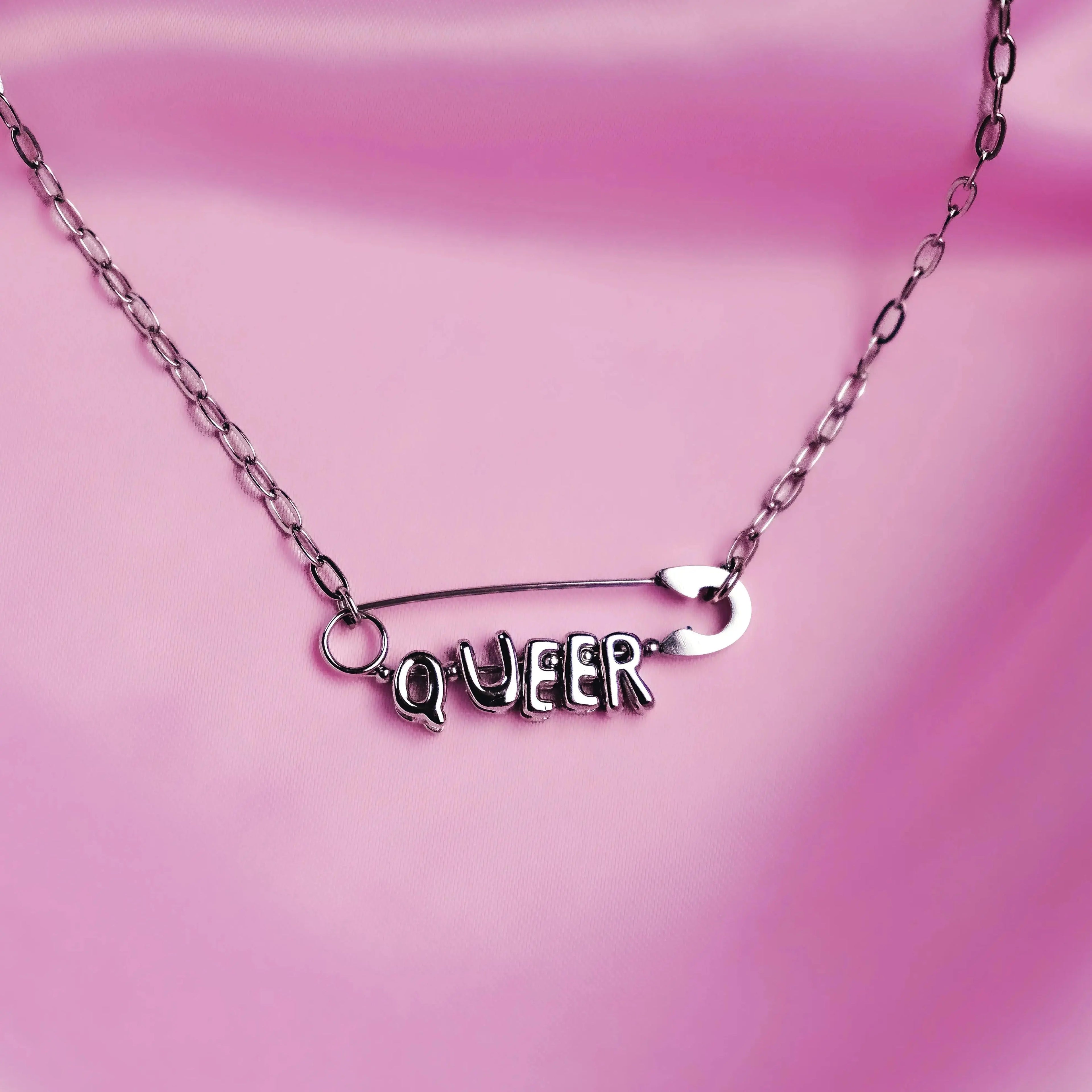 Queer Safety Pin Necklace in 304 Stainless Steel Leftbians