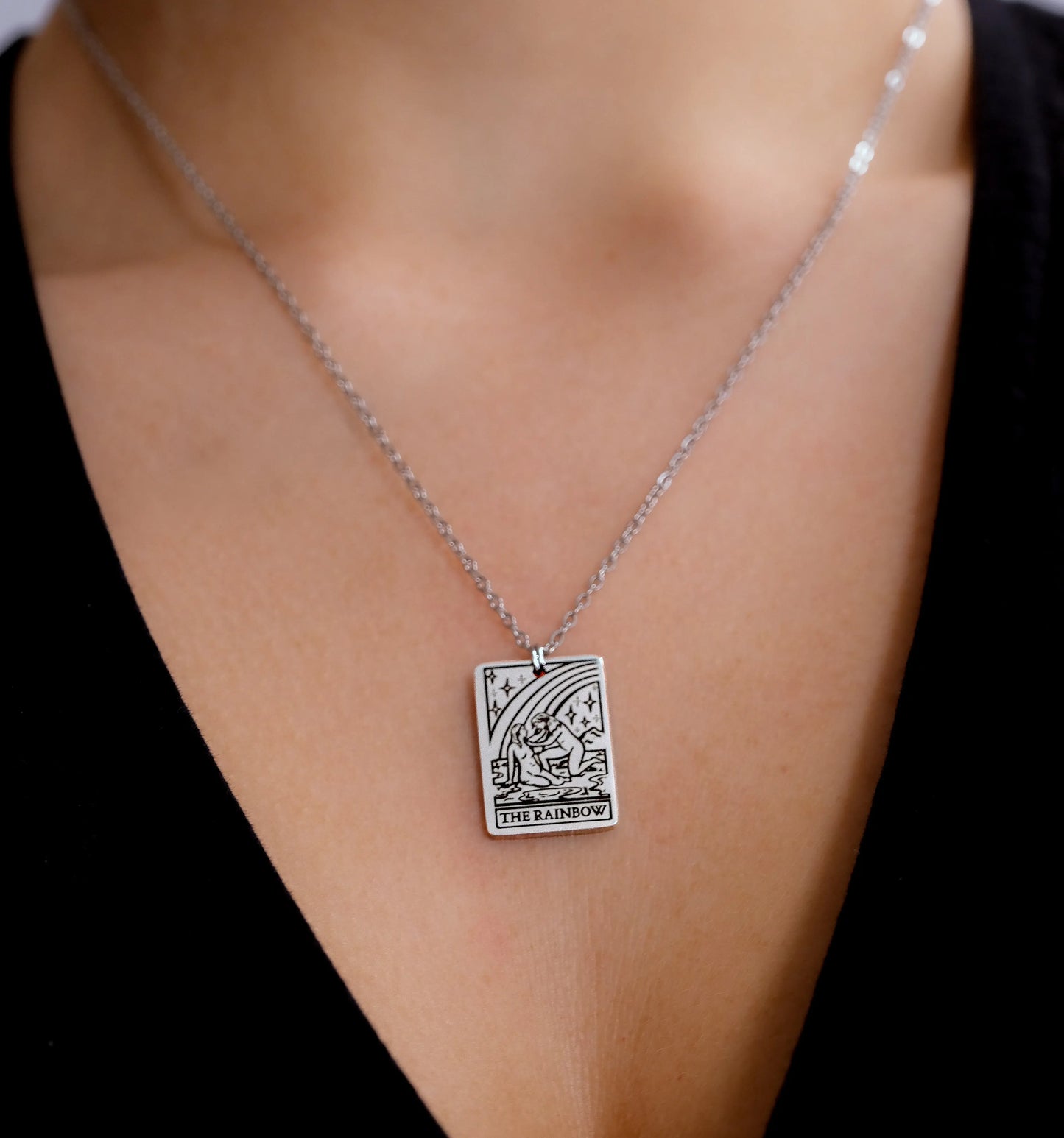 The Rainbow Tarot Card Stainless Steel Necklace Leftbians