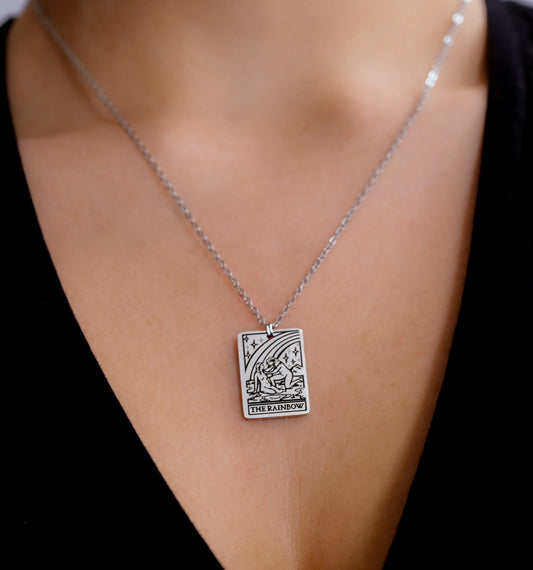 The Rainbow Tarot Card Stainless Steel Necklace Leftbians