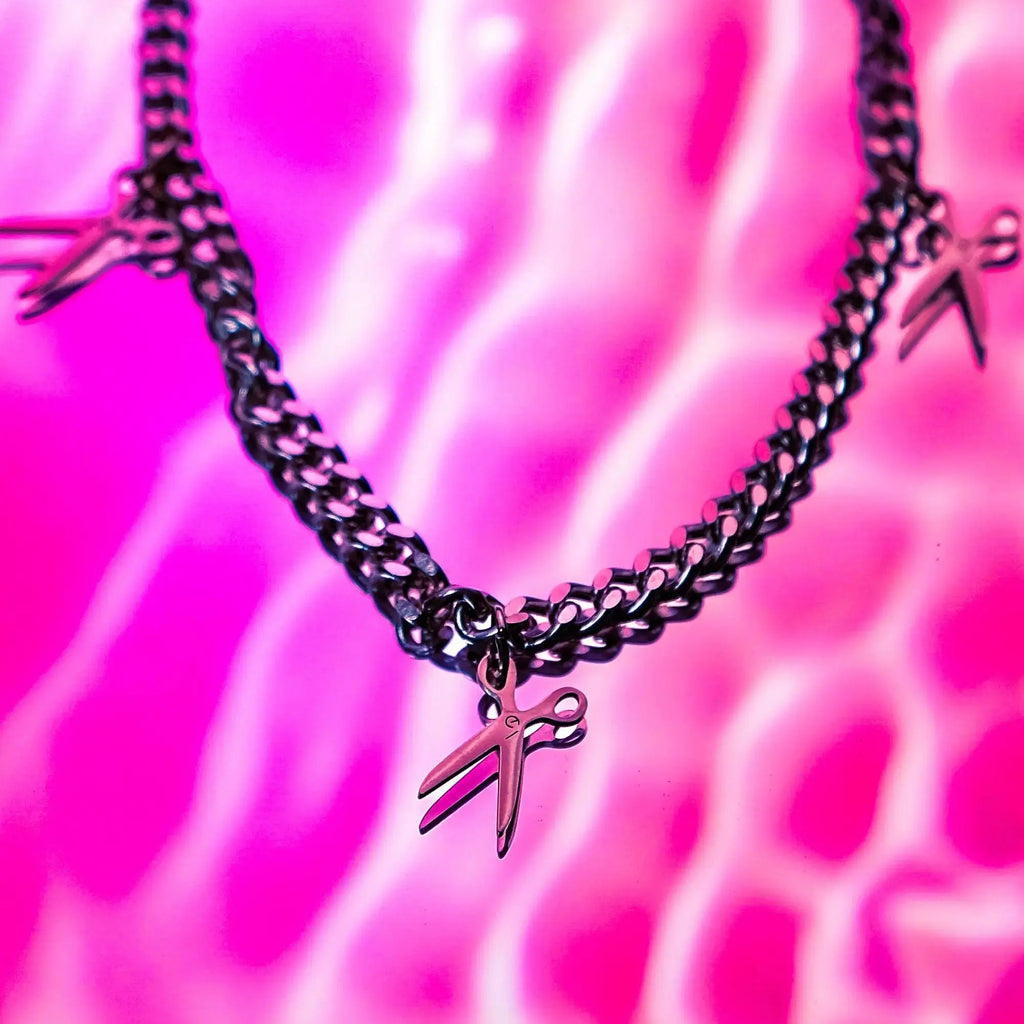 Multi scissor charm chain in stainless steel Leftbians