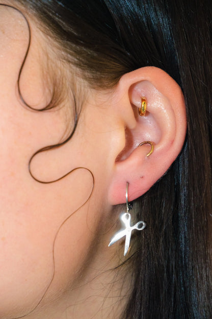 Scissor Huggie Hoops earrings, 201 Stainless Steel Leftbians