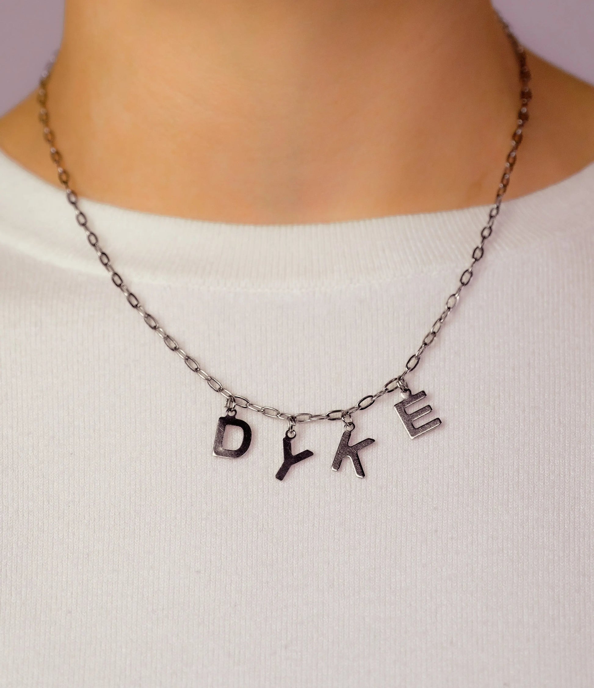 DYKE letter necklace, 100% stainless steel Leftbians