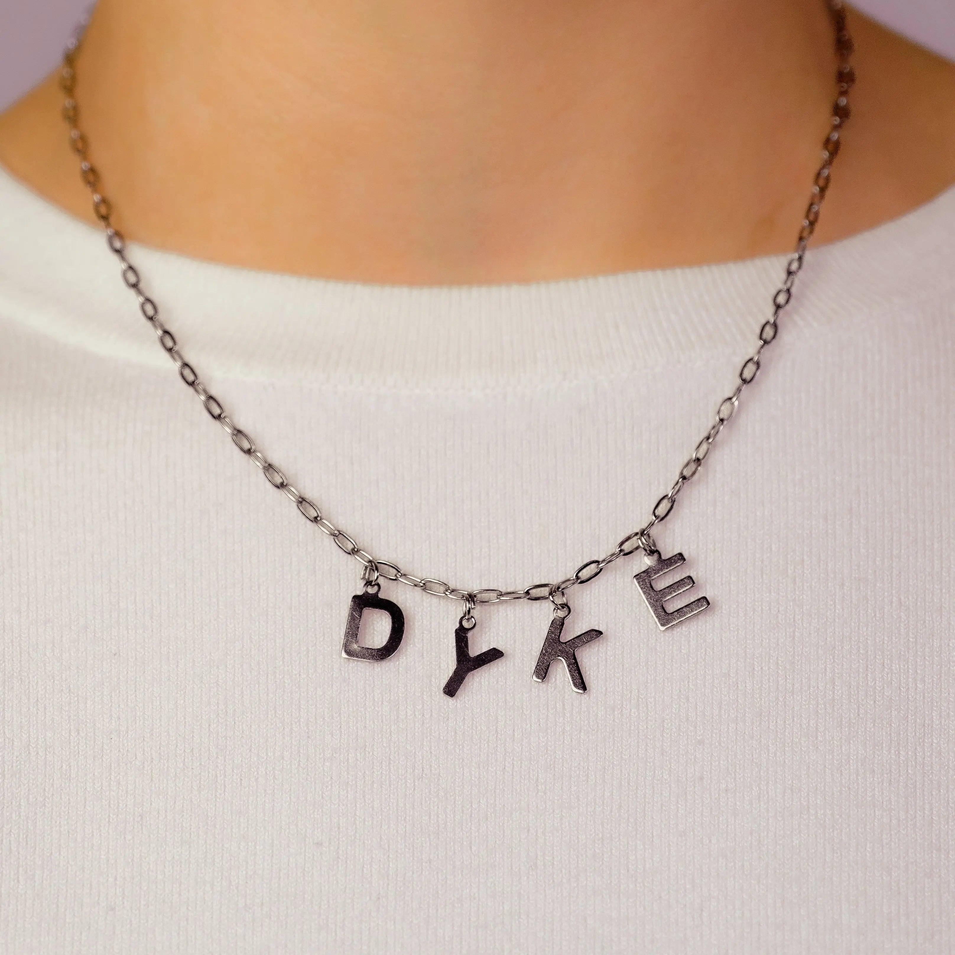 DYKE letter necklace, 100% stainless steel Leftbians
