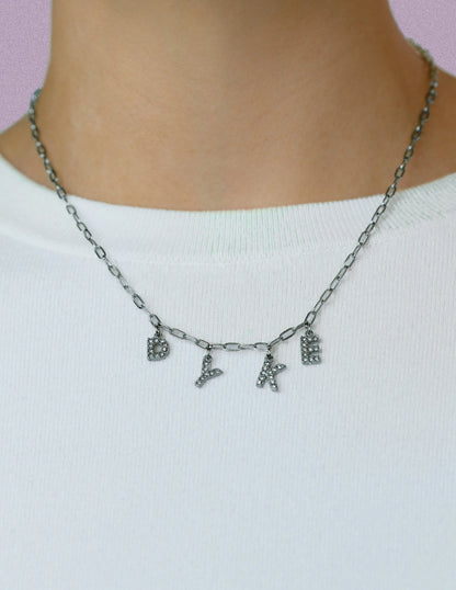 Dyke sparkly word necklace in 304 stainless steel Leftbians