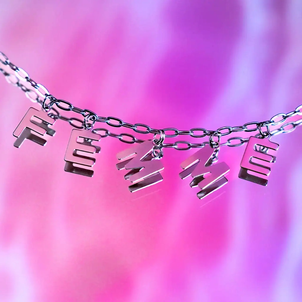 Femme letter necklace in 304 stainless steel Leftbians