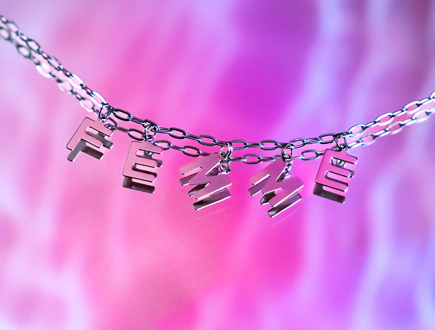 Femme letter necklace in 304 stainless steel Leftbians