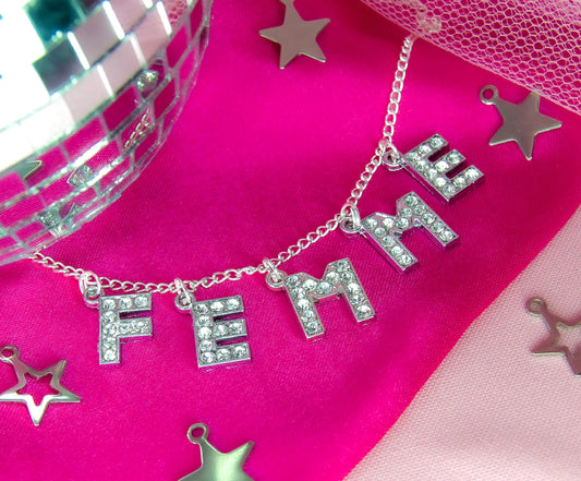 Femme Diamanté sparkly necklace Leftbians