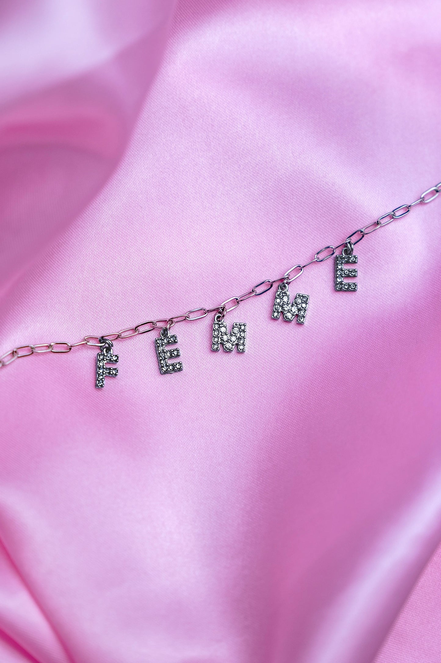 Femme sparkly word necklace in 304 stainless steel Leftbians