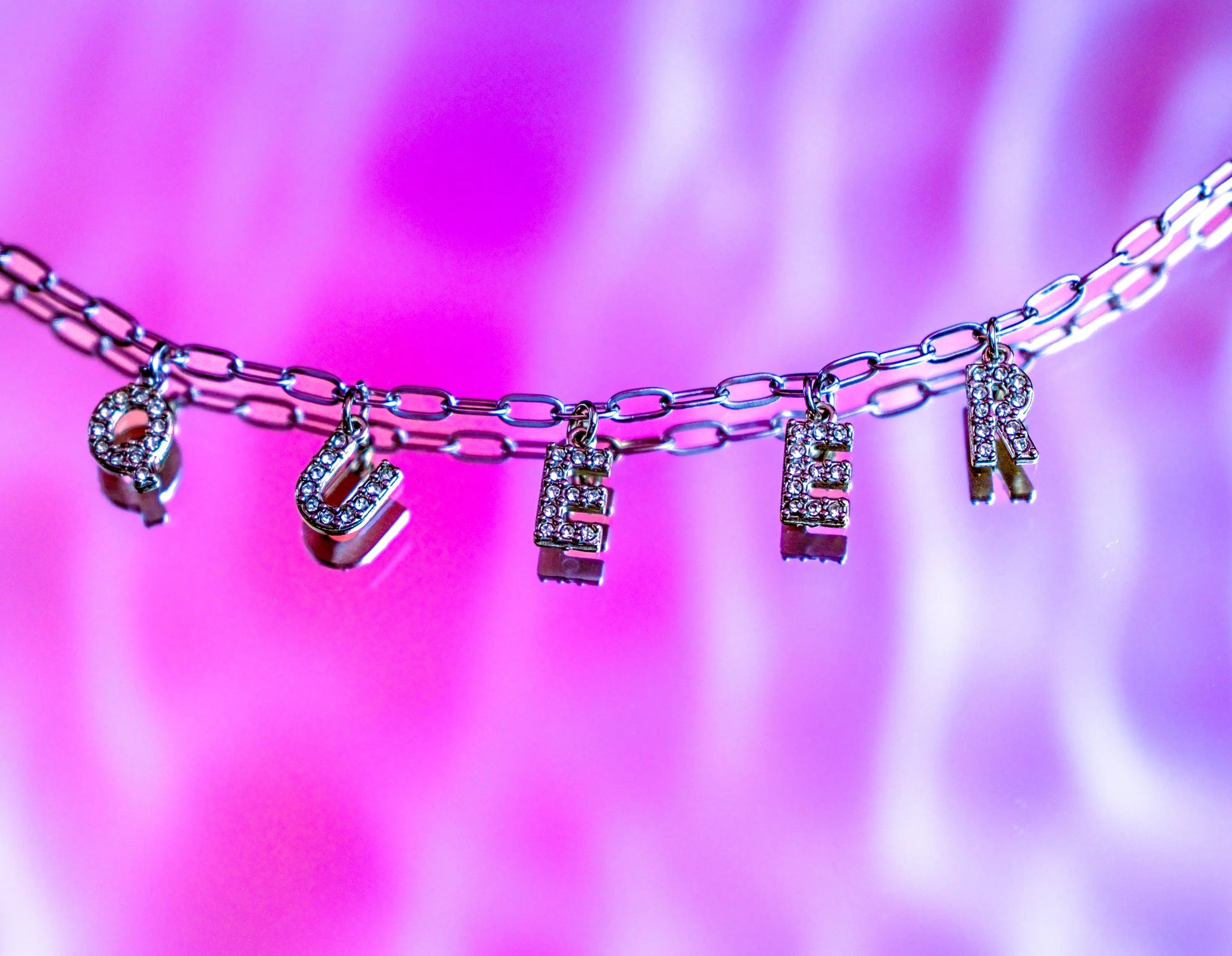 Queer sparkly word necklace in 304 stainless steel Leftbians
