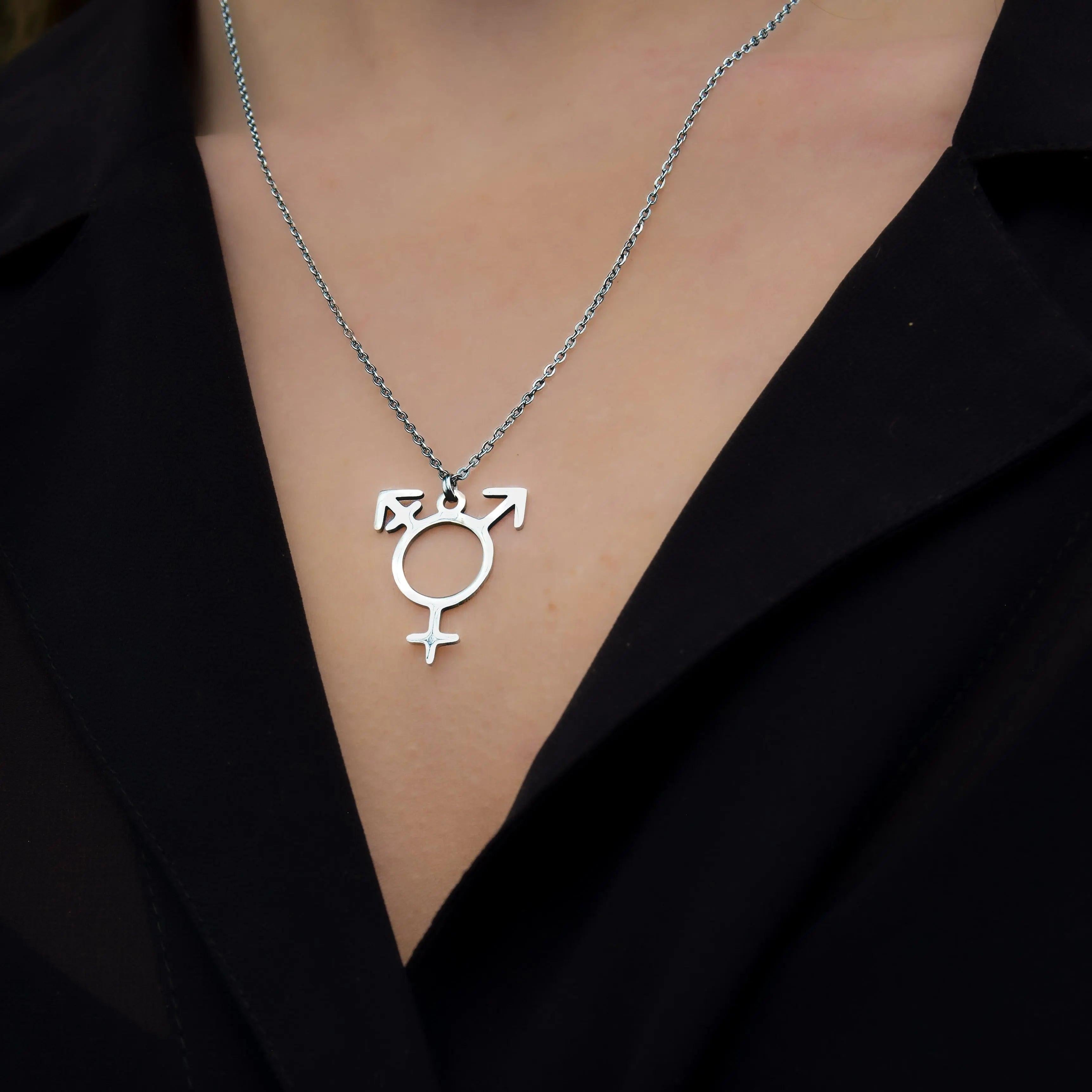 Transgender symbol stainless steel necklace Leftbians