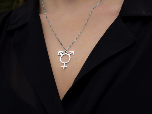Transgender symbol stainless steel necklace Leftbians