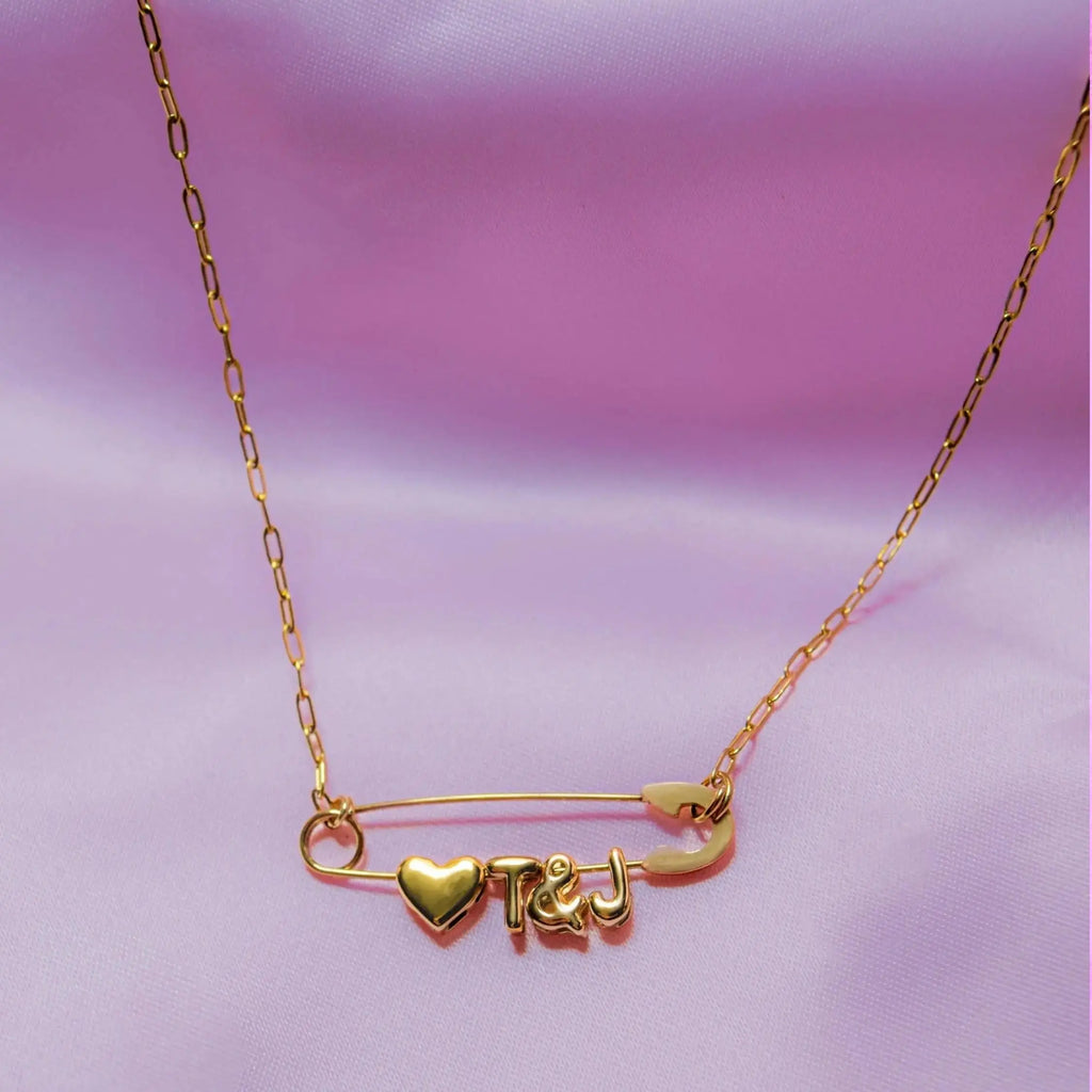 Couple initial safety pin necklace bundle Leftbians