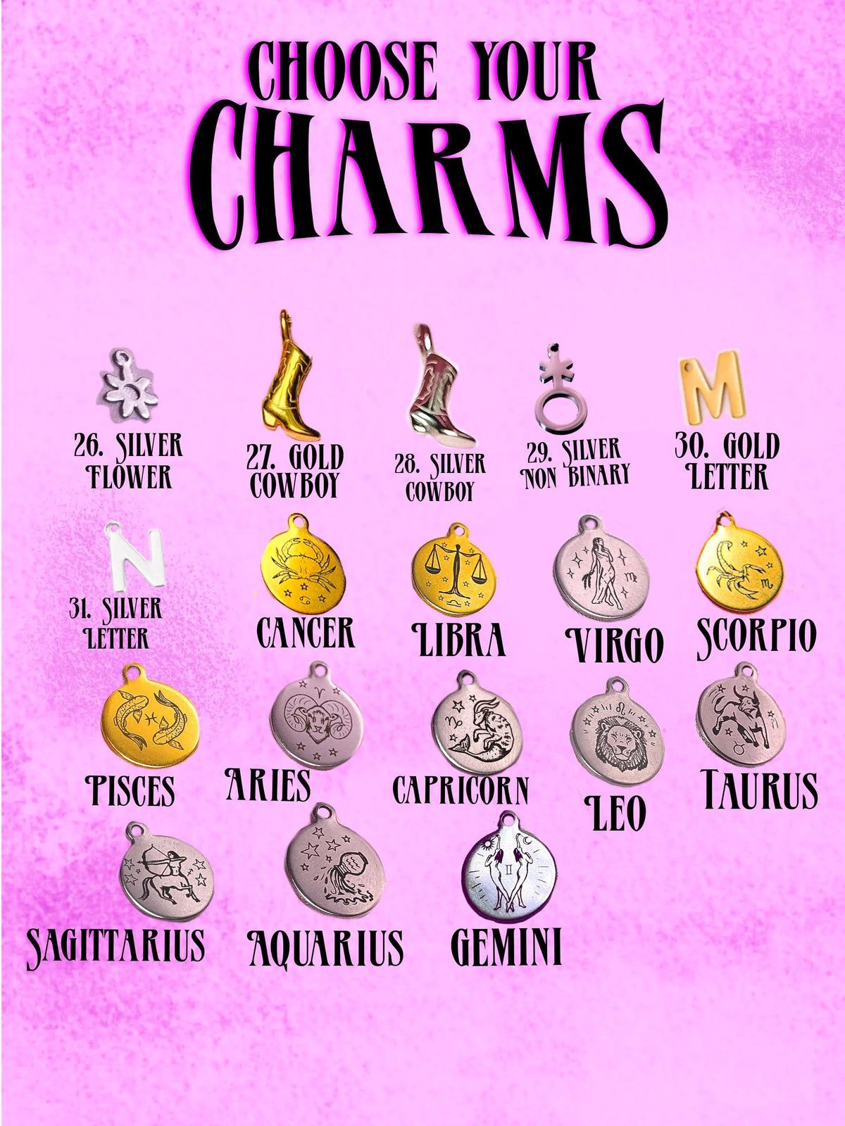 Choose your charms guide, charms 26 to 31 and zodiac star signs
