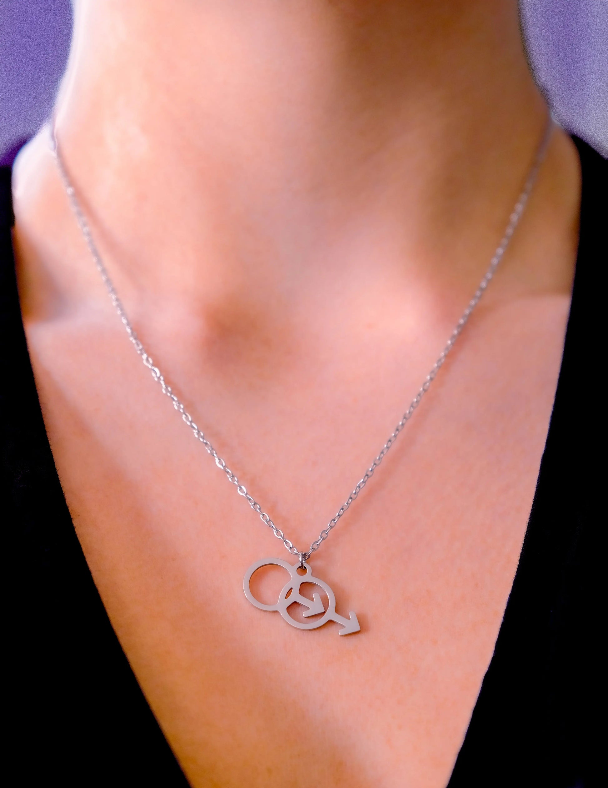Double Mars symbol stainless steel necklace Leftbians