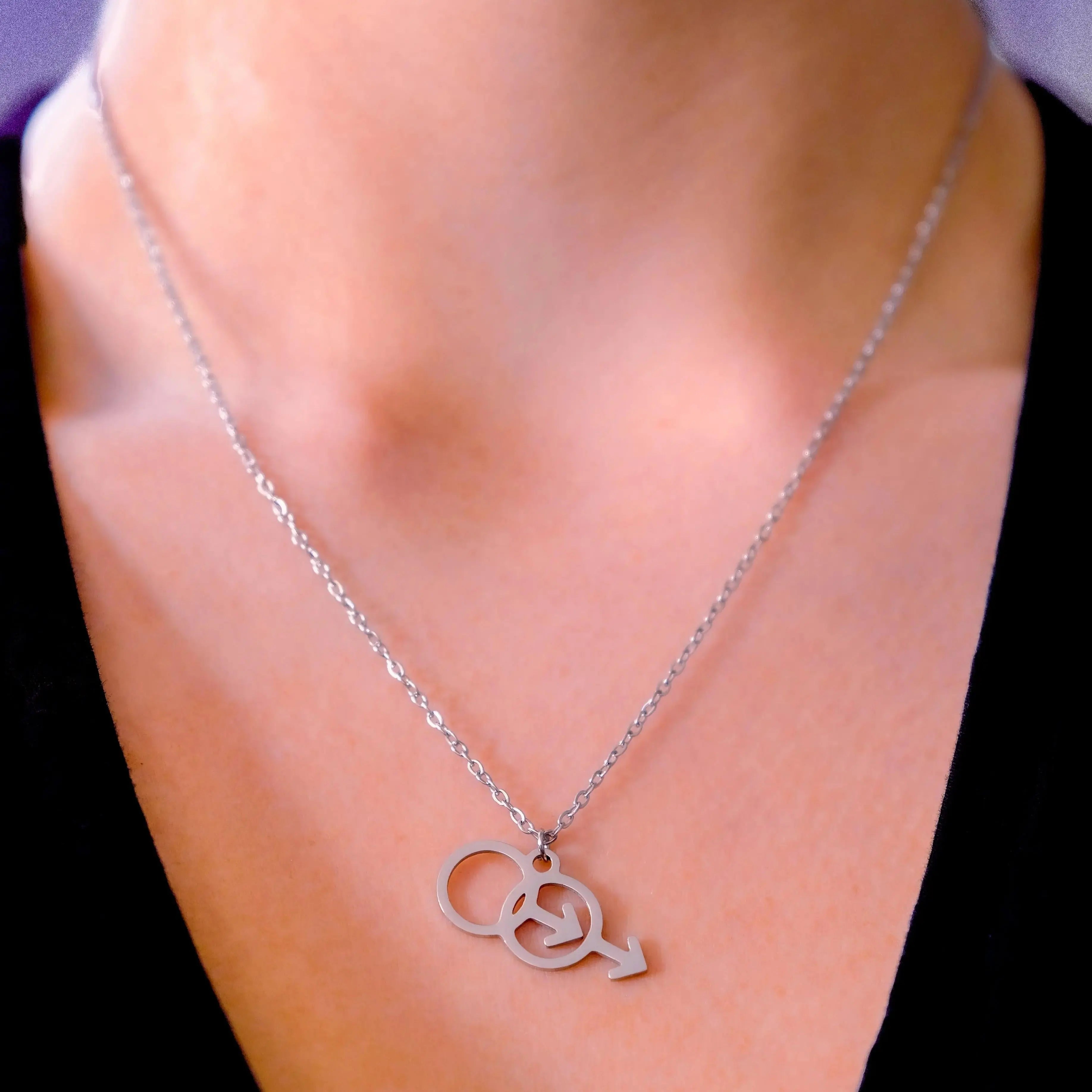 Double Mars symbol stainless steel necklace Leftbians