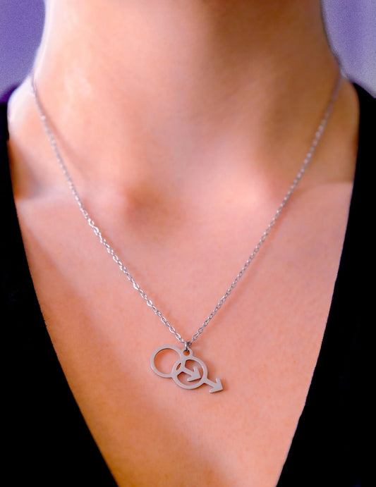 Double Mars symbol stainless steel necklace Leftbians