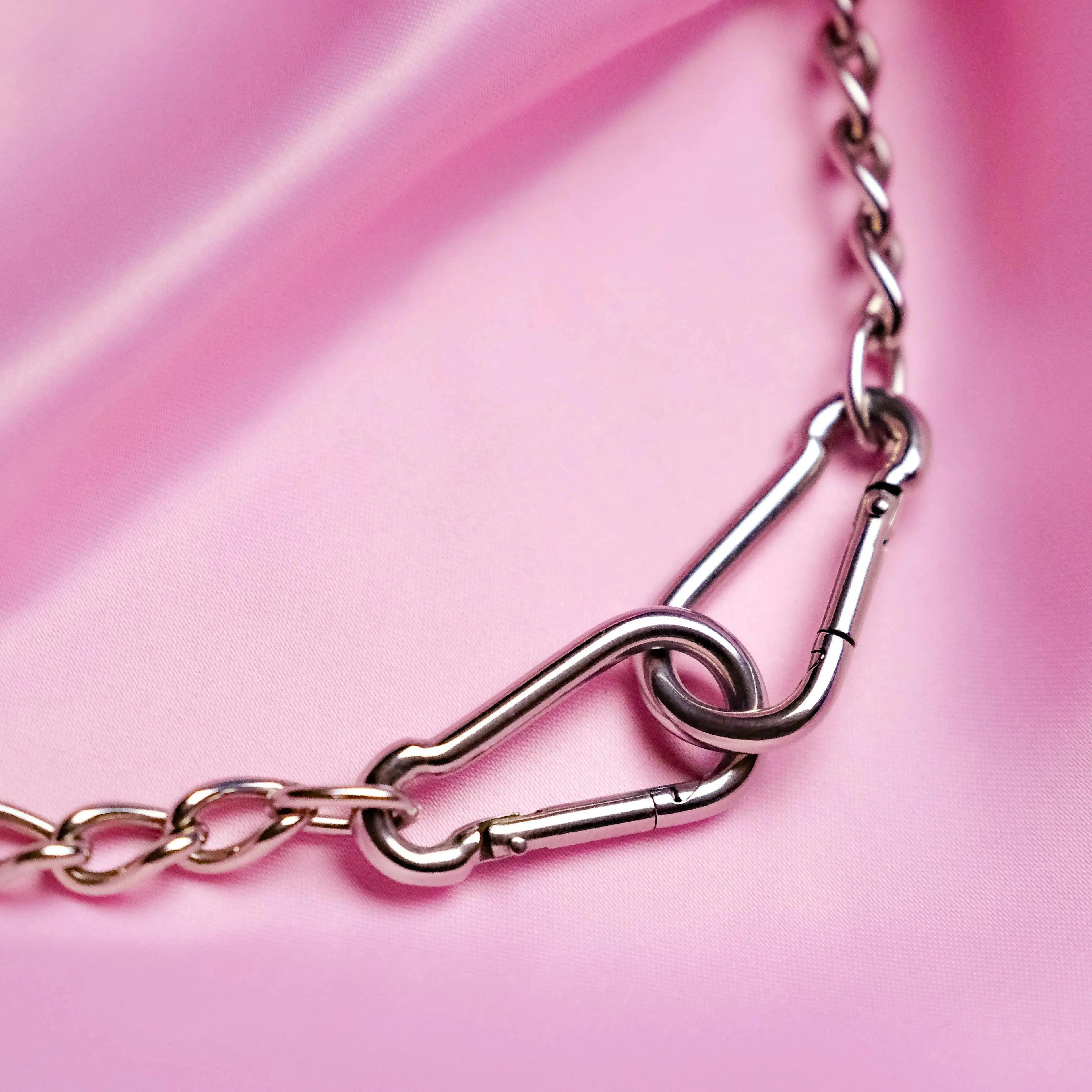 Double carabiner chain necklace and jean chain Leftbians