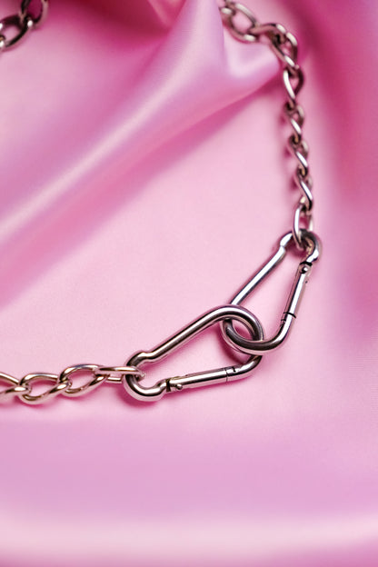 Double carabiner chain necklace and jean chain