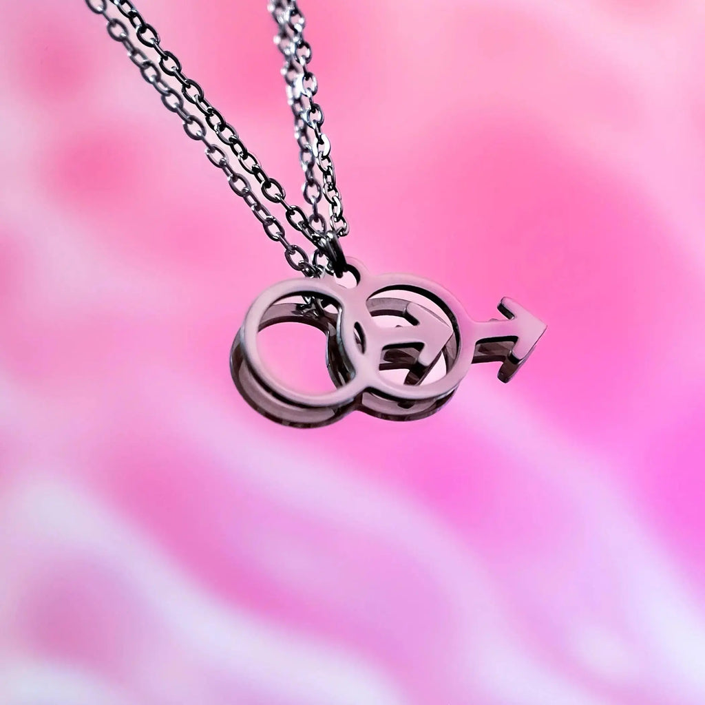 Double Mars symbol stainless steel necklace Leftbians