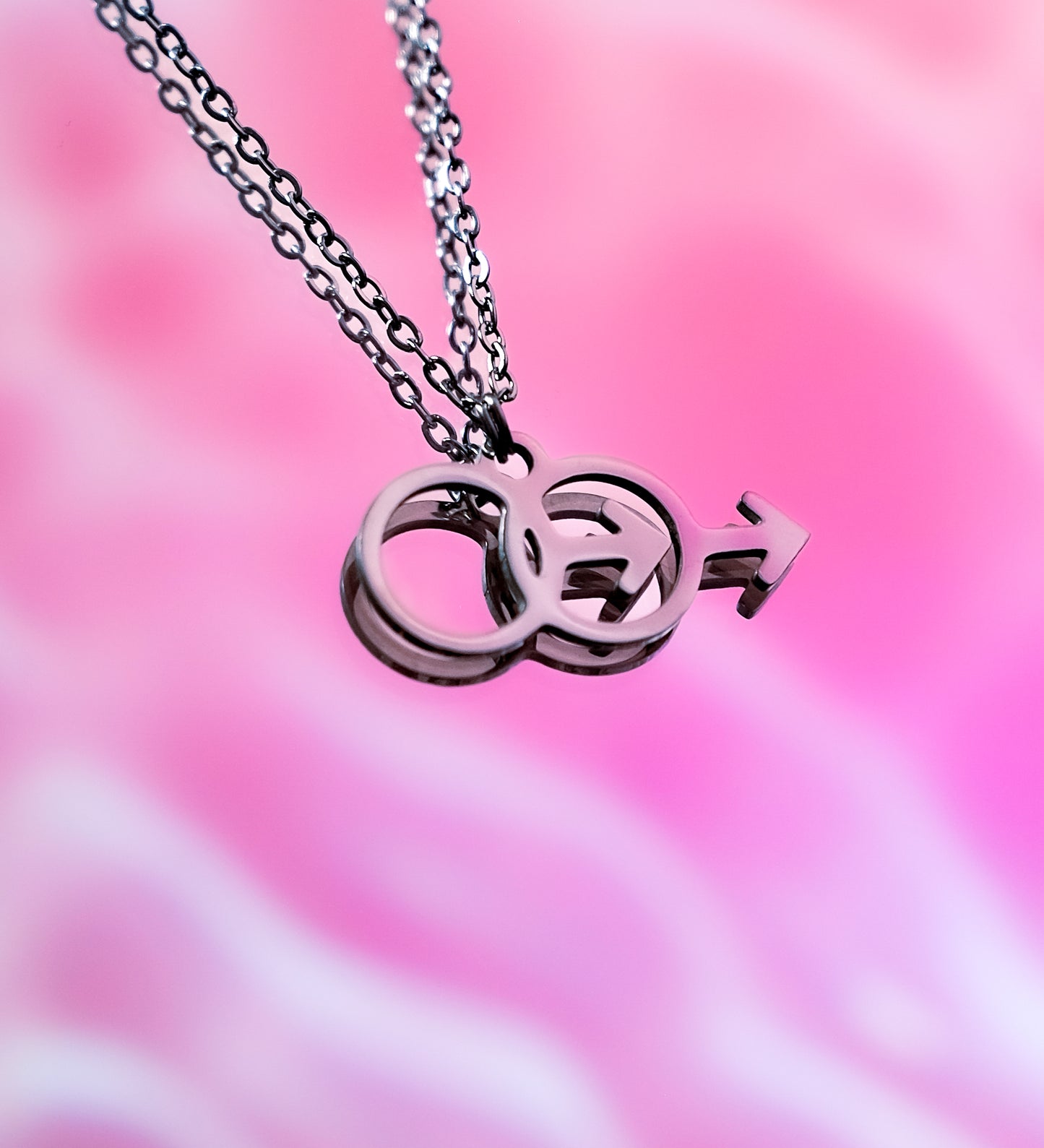 Double Mars symbol stainless steel necklace