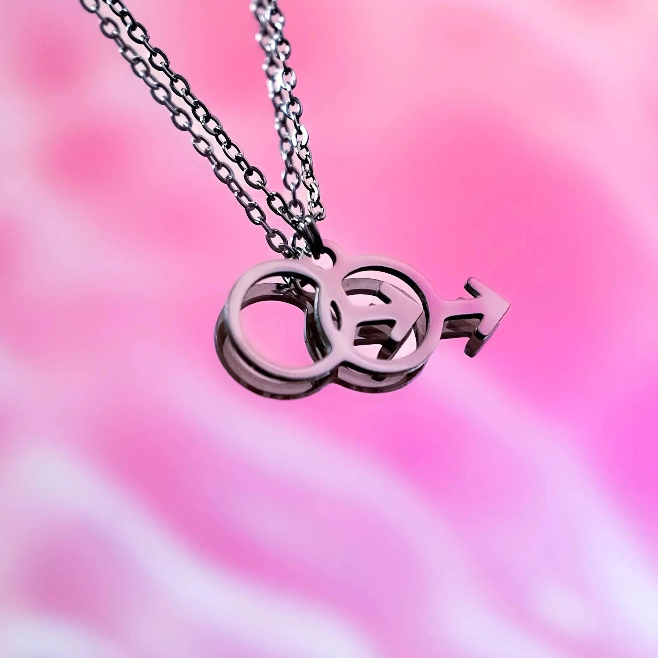 Double Mars symbol stainless steel necklace Leftbians