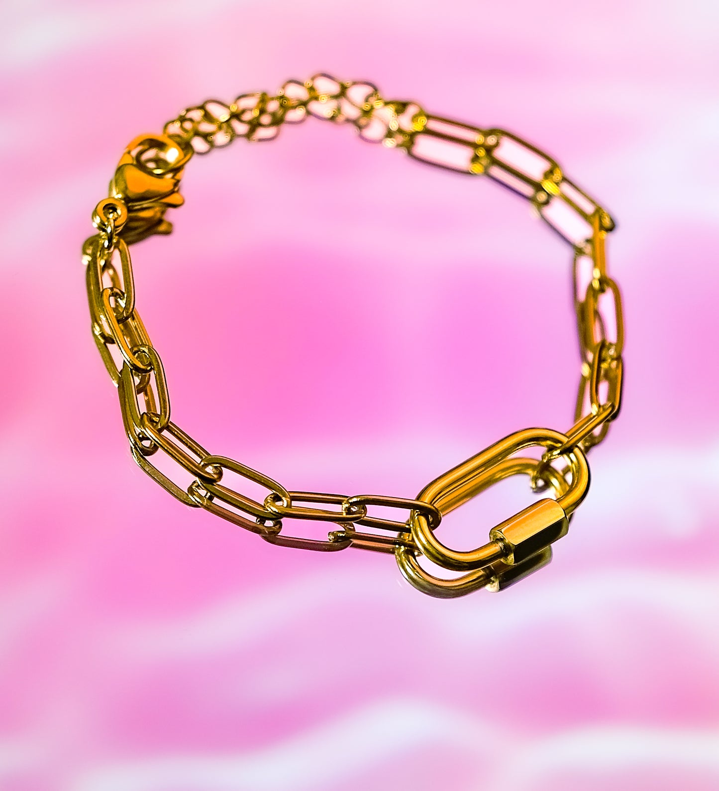 Gold carabiner bracelet in 304 stainless steel