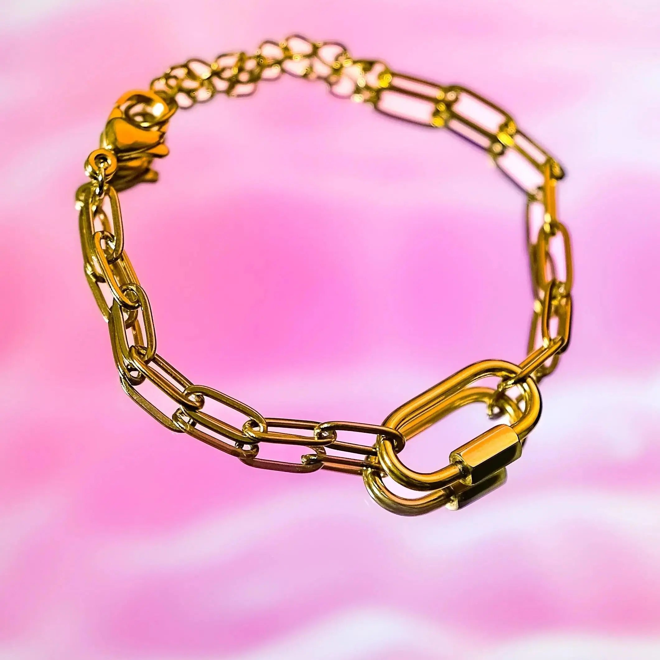 Gold carabiner bracelet in 304 stainless steel Leftbians