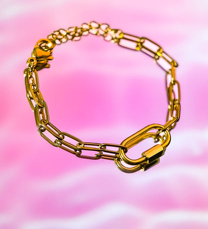 Gold carabiner bracelet in 304 stainless steel